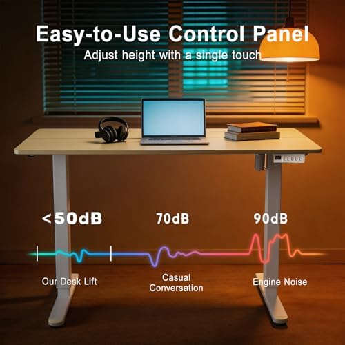 55 Inch Height Adjustable Standing Desk for Home Office, White