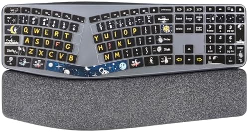 Silicone Keyboard Cover Compatible with Logitech Ergo K860 Ergonomic Keyboard US Layout, Logitech K860 Accessories, Space Man