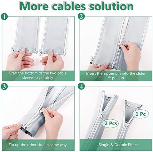 StangH Office Cable Management Sleeve kit 39 Inches, 2 Pieces -White