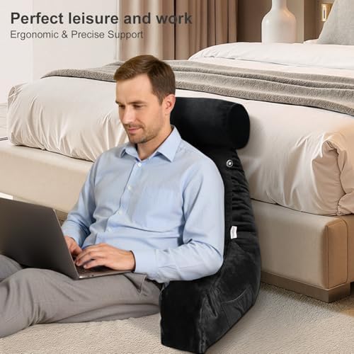 Reading Pillow for Adults Sitting Up in Bed, Backrest with Arms