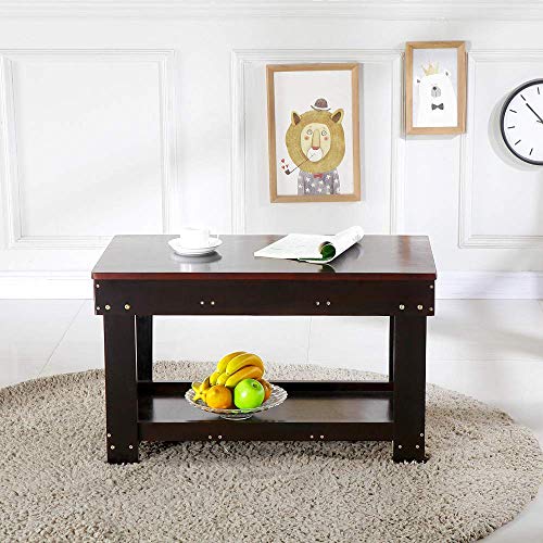 Kids Activity Table with Board for Bricks Activity Play Table (Dark Brown)