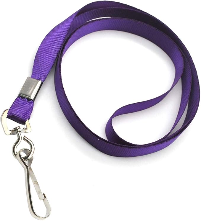 Beebel Purple Lanyard Bulk Lanyards for Id Badges Flat Lanyard with Badge Clip Swivel Hook 50 Pack