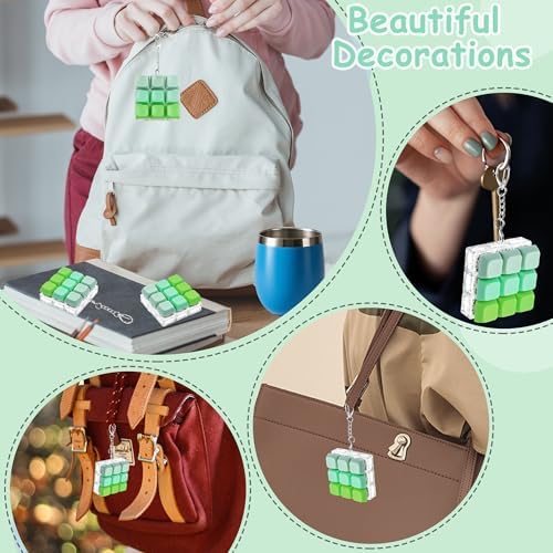 Keyboard Fidget Toy, Keyboard Fidget Keychain 9-in-1 Keyboard Decompression Button Finger Clicker Toys Stress Relief Fidget Gifts (3 Colors- Green)