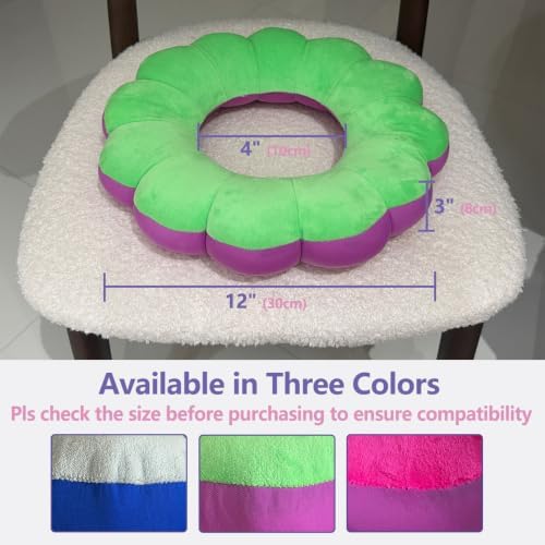 Flower Donut Pillow, Targeted Pressure Relief & Elevation Cushion for Tailbone, Ear, Elbow, Ankle & Wrist, Positioning Pad for Surgery Recovery, Office Nap & Home Support (Green & Purple)