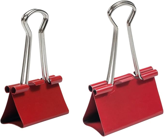 JAM PAPER Colorful Binder Clips Assortment - Medium & Large Size - Red Binderclips - 27 Clips/Pack