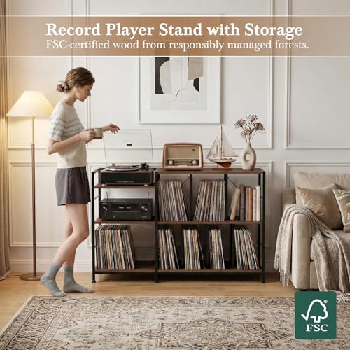 Vinyl Record Player Stand, Walnut