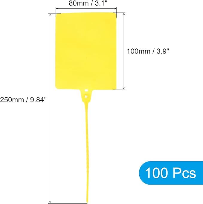 MECCANIXITY Plastic Seals Shipping Tags, for Basket Labels Cable Labels Tags Product Identification Tags, Logistics Marking, Outdoor Tagging, 3.1x3.9 Inch Yellow 100Packs