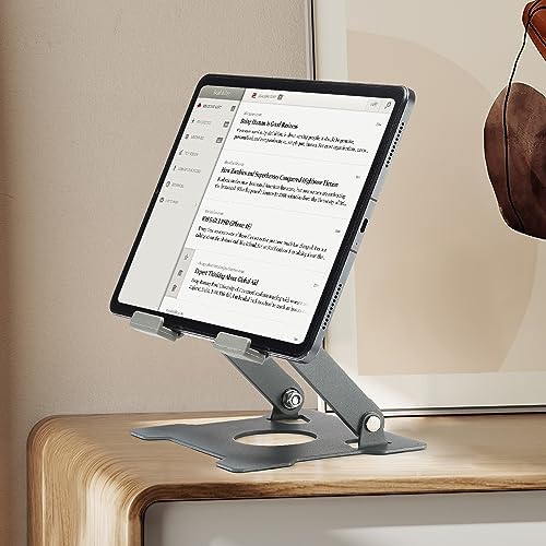 KABCON Tablet Stand,Tablet Holder for iPad,Adjustable Portable Multi Angle Desktop Stand Compatible with iPad Pro 9.7 10.5 12.9 Air Mini 1-4,Galaxy Tabs,Surface Pro Tablets,Kindle,E-Reader,Nexus-Grey