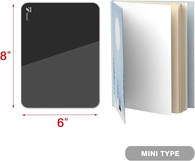 TOWON Small Glass Dry Erase Board, Desk White Board with Standing, Mini Whiteboard Easel Pad Set, Stenography Artifact for Office, Home and School Supplies, 8x6 Inches, Black