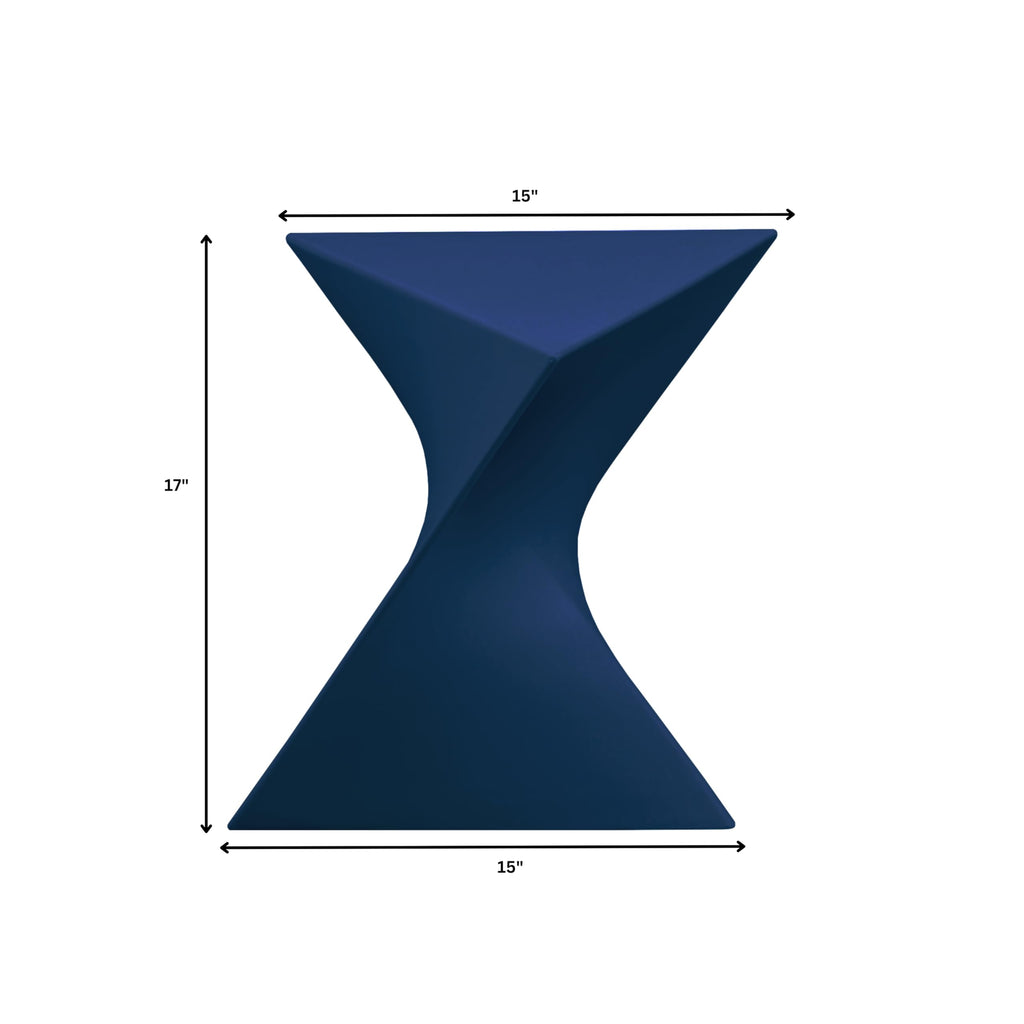 15.75" Triangular Side Table, Stackable Plastic Accent End Table for Indoor & Outdoor Use, Weather-Resistant Modern Patio & Living Room Table, Set of 2, Navy Blue