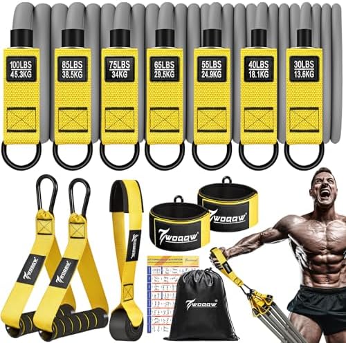 WOQQW Heavy Resistance Bands for Working Out, 350lbs/450lbs Exercise Bands with Handles, Workout Bands Set for Men, Fitness Weight Bands for Muscle Strength Training,Stretching,Slim,Home Gym Equipment