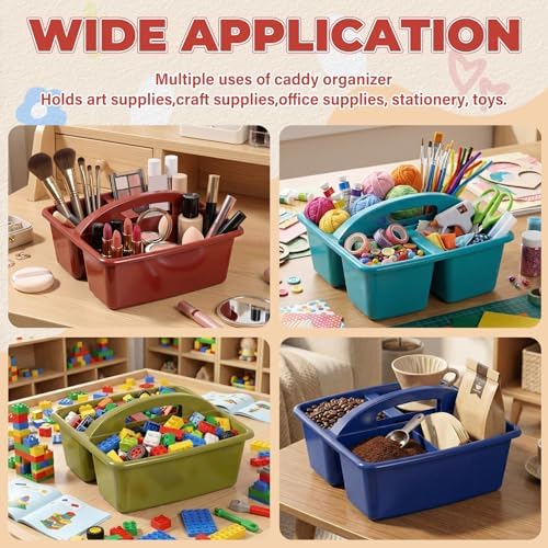 Kathfly 12 Pack Classroom Caddy Organizer with Handle Bulk, Deep Color