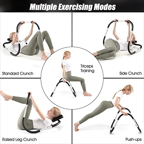 GYMAX Ab Cruncher, Abdominal Trainer Sit up Assistant Roller with Padded Headrest, Fitness Exercise Training Machine for Core Muscle, Home Gym Portable Ab Mat Trainer (White)