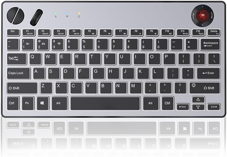 Three Modes Backlit Wireless Trackball Keyboard, 78 Keys, 800-1600 CPI Adjustable,Ergonomic, rechargeable, silent Bluetooth 5.4/2.4G/Wired, for Windows/Mac/iOS/Android/TV box/HTPC/pc/Remote Controller