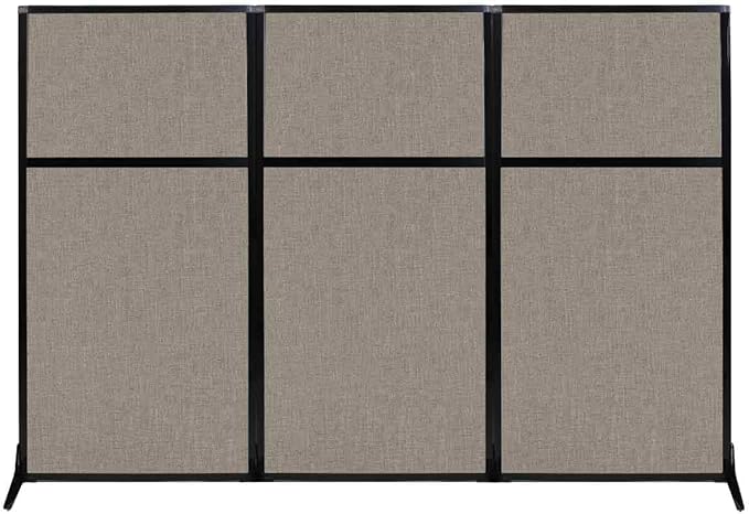 Versare Workstation Partition | Portable Wall Divider | Modern Office Cubicle | Free Standing Privacy Screen | Flexible Work Space | 99" x 70" Warm Pebble Fabric Panels