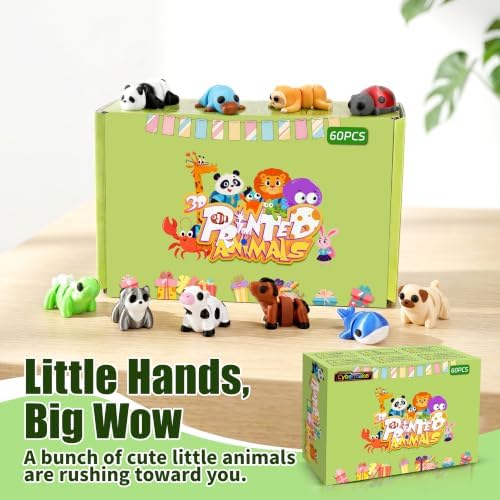 60PCS Mini 3D Printed Animals, Articulated Fidget Toys for Kids