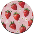 Large Machine Washable Circular Rugs, Home Decor Round Mat for Living Room Sofa Office Daisy Floral Pink Strawberry