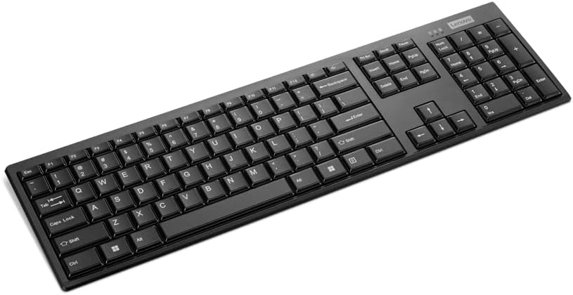 Lenovo 100 Wireless Compact Keyboard Cordless Keyboard for PC & Laptop with Windows Silent Keys Full-Size Layout with Numeric Keypad Plug & Play USB Receiver Portable, Black