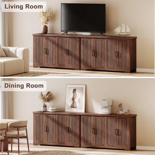 Fluted Sideboard Buffet Cabinet with Storage 55.59",Walnut