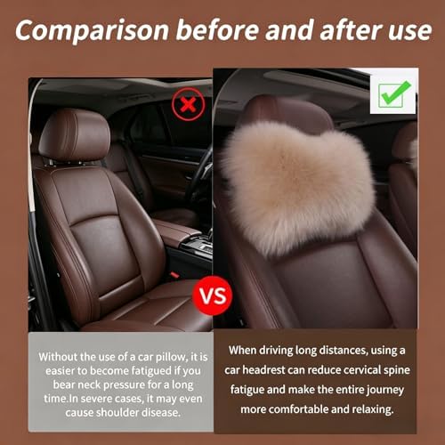 Car Headrest Pillow Plush Protector Neck Rest Pillows, Tan