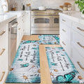 Likiyol Butterfly Floral Kitchen Mats for Farmhouse, Non Slip, Washable Anti Fatigue Mats - White Daisy Rugs, 18'' x 30'' + 18'' x 48'' + 18'' x 60''