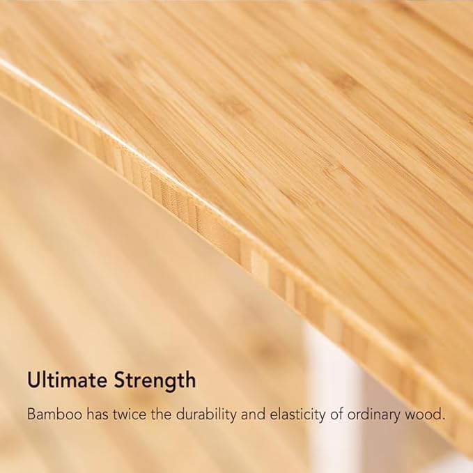 FLEXISPOT EN1 Bamboo Standing Desk, 60 x 30 Inches Whole-Piece Electric Adjustable Height Desk for Home Office (Black Frame + Bamboo Curved Desktop, 2 Packages)