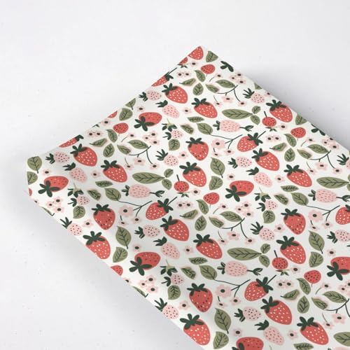 Cartoon Strawberry Flowers Leaves Baby Changing Pad Cover,Unisex Fruits Nursery Diaper Changing Table Pad Mat Sheet for Boys Girls-16x32