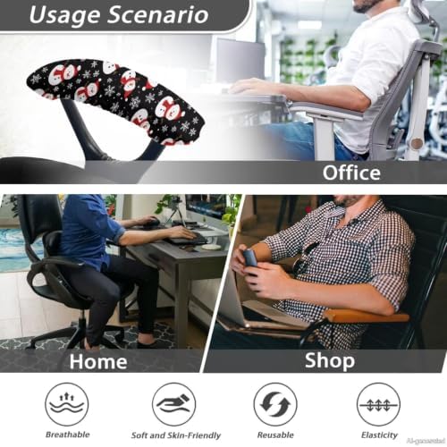 2 Pcs Office Chair Armrest Covers, Snowman Snowflake Print Removable Stretchable Office Chair Arm Covers, Soft Comfort Office Chair Arm Rest Covers, Christmas Home Decorations