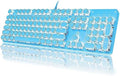YSCP Typewriter Style Mechanical Gaming Keyboard White Backlit Wired with Blue Switch Retro Round Keycap 104 Keys Keyboard (Blue)