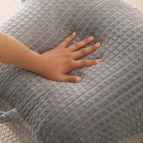 Reading Pillow with Arms for Sitting in Bed,Backrest,Gray Flannel,M