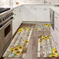 Likiyol Sunflower Kitchen Mats for Floor [3 PCS] Anti Fatigue Mats for Kitchen Floor, Floral Farmhouse Kitchen Rugs Non Slip Washable Comfort Kitchen Decor Mat, 18'' x 30'' + 18'' x 48'' + 18'' x 60''