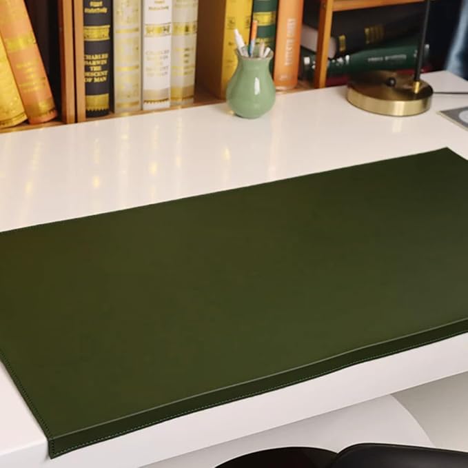 Edge-Locked Leather Desk Pad, Desk Blotter with Full Grip Fixation Lip, Waterproof Large Office Table Mat, Non-Slip Laptop Mouse Pads for Work Typing Writing (Black,31.5"x15.7")