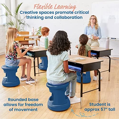 ECR4Kids Storage Wobble Stool, 15in Seat Height, Active Seating, Navy