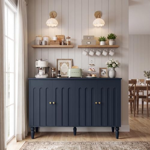 47” Arched Fluted Sideboard Buffet Cabinet with Storage, Blue