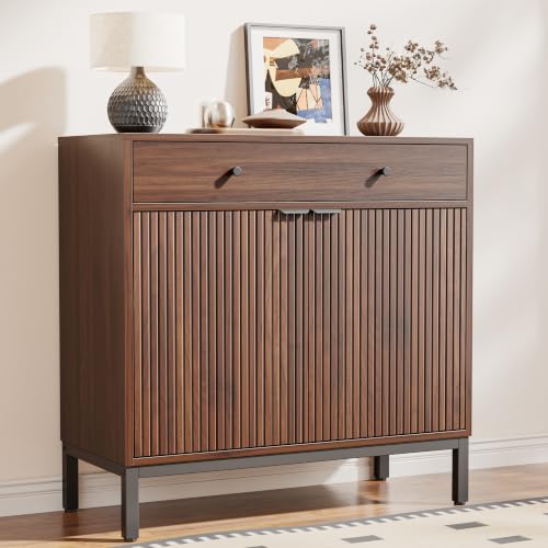 Sideboard Buffet Cabinet Storage, Modern Console Fluted Credenza
