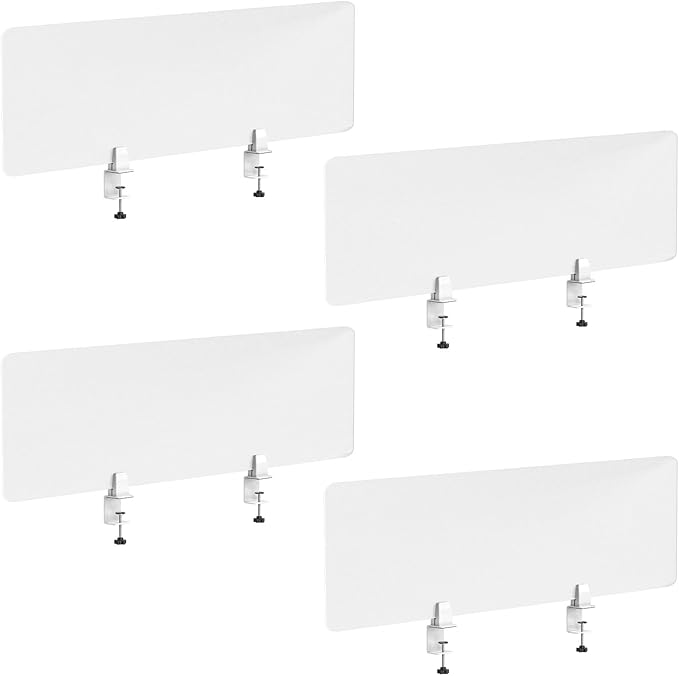 Desk Divider 4 Pcs Desk Privacy Panel 47.2''L x 15.8W'' Office Partitions Frosted Acrylic Panel Pack of 4 Desk Divider Partition with Adjustable Universal Base