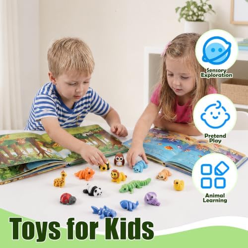 60PCS Mini 3D Printed Animals, Articulated Fidget Toys for Kids