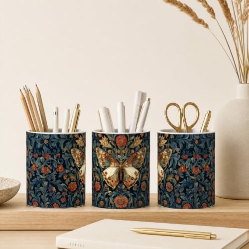 Pen Holder for Desk Ceramic Pencil Cup, Cute Makeup Brush Desk Organizer, Desk Accessories, School Supplies, Teacher Appreciation Gifts, Birthday Christmas Gift for Women (Butterfly)
