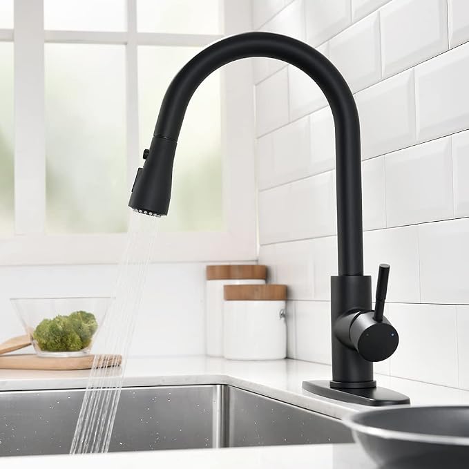 Black Kitchen Faucets with Pull Down Sprayer Kitchen Sink Faucet with Pull Out Sprayer Single Hole Deck Mount Single Handle Stainless Steel Grifos De Cocina 866068R