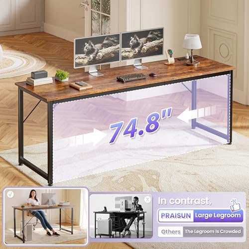 80 X 24 Inch Computer Desk, Power Outlets, USB-C, Rustic Brown