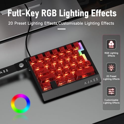 AJAZZ AK029 Magnetic Switch One Handed Gaming Keyboard, Hall Effect Rapid Trigger Mechanical Keypad with SOCD & DKS, 8KHz Polling Rate, 29 Keys Mini Ergonomic Gaming Keyboard for FPS Gamers, PC