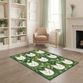 4'x6' Green Cat Forest Faces Interlinked by Washable Area Rug