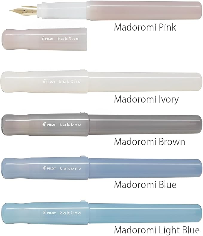 Pilot Kakuno Fountain Pen Madoromi Color Series, Gold (Smiley Face) Medium Nib, Perfect for Beginners and Creative Expression, Ivory, PFKA-1MDIM