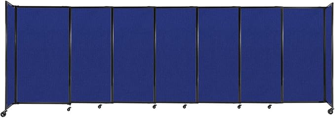 Versare Straightwall Sliding Portable Wall Partition | Freestanding Office Dividers | Locking Wheels | Temporary Room Separator | 15'6'' Wide x 5' Tall Royal Blue Fabric Panels