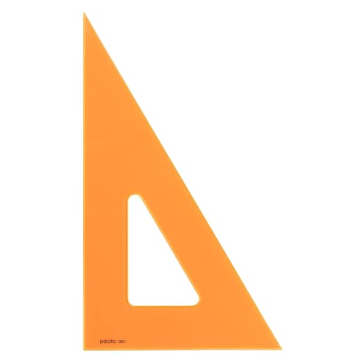 Pacific Arc's Scholastic Triangle - 12 inch - Fluorescent - 30/60 Angle - Polystyrene - Inking Edge - Technical Drawing Tools, Drafting, Architect and Engineering.