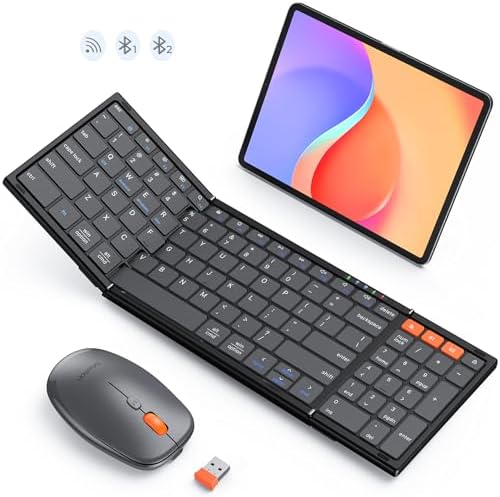 MEETION Foldable Wireless Keyboard and Mouse Combo, Rechargeable