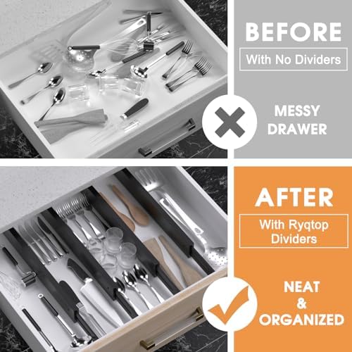 Bamboo Drawer Dividers, Adjustable Drawer Organizers, Fits 17.6–21" Drawers