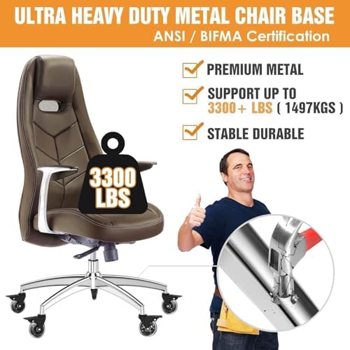 Office Chair Base Replacement (3300 lbs) - Heavy Duty Alloy, Universal Fit
