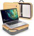 Mayjoy Bamboo Laptop Lap Desk with Storage, Removable Cover, Gray