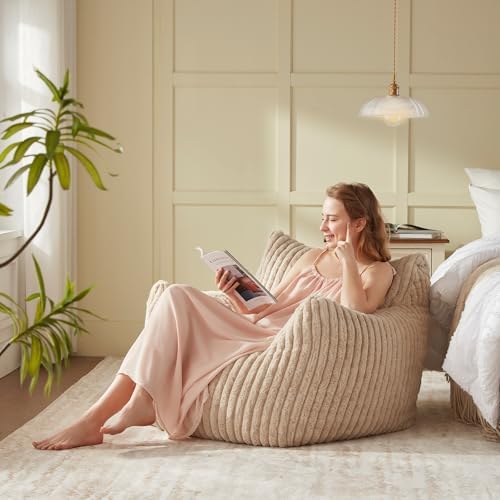 Achicsofar Bean Bag Chair for Adults Teens, Comfy Faux Fur Beanbag Armchair